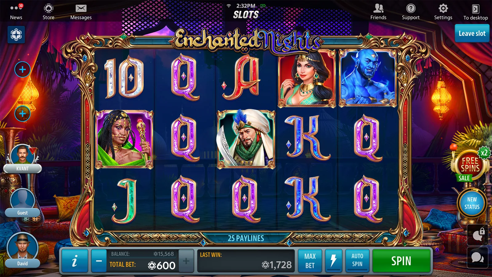 Tampilan slot mobile dengan reel, tombol permainan, dan simbol khusus
